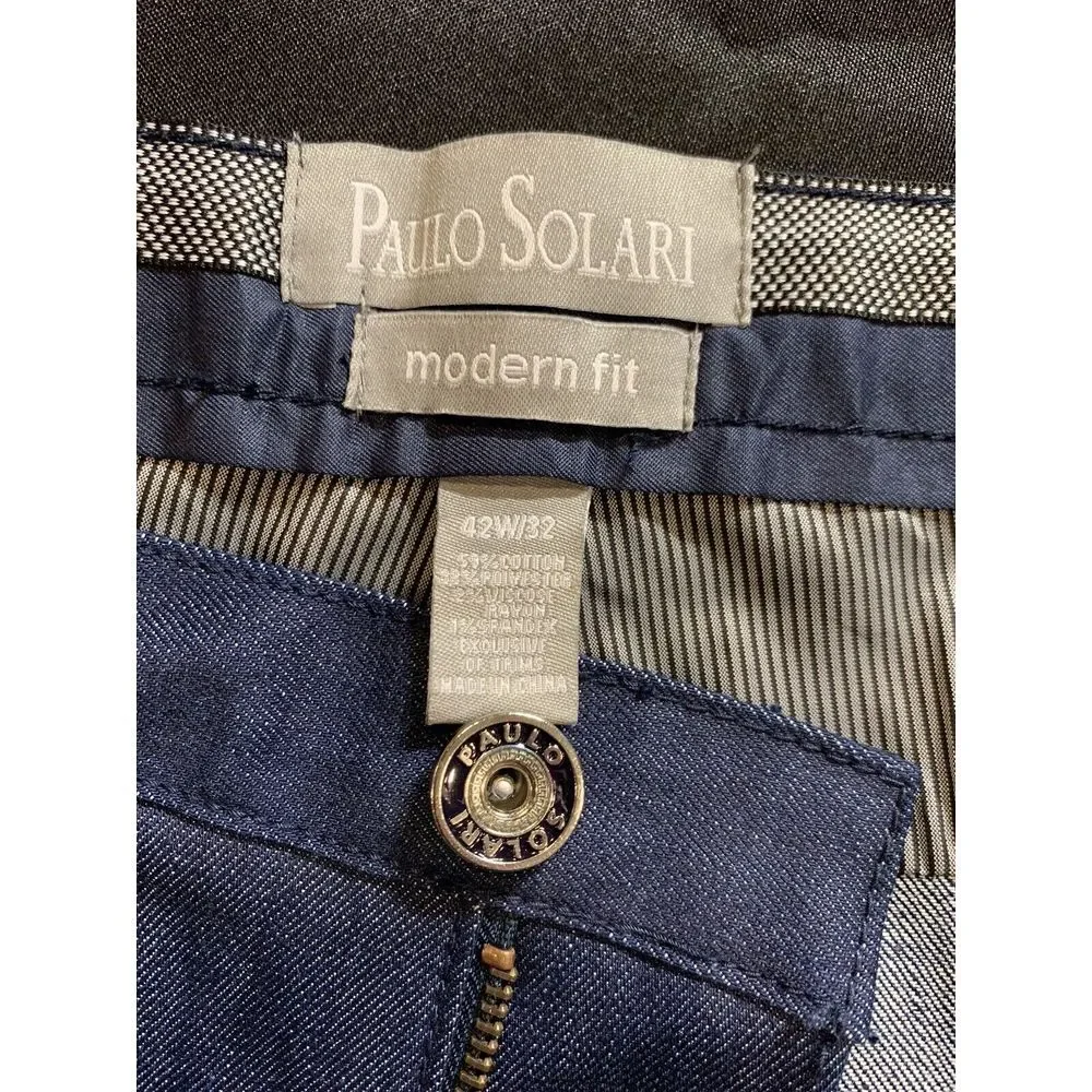 Paulo Solari Jeans Mens 42x32 Blue Denim Straight Leg Modern Fit‎